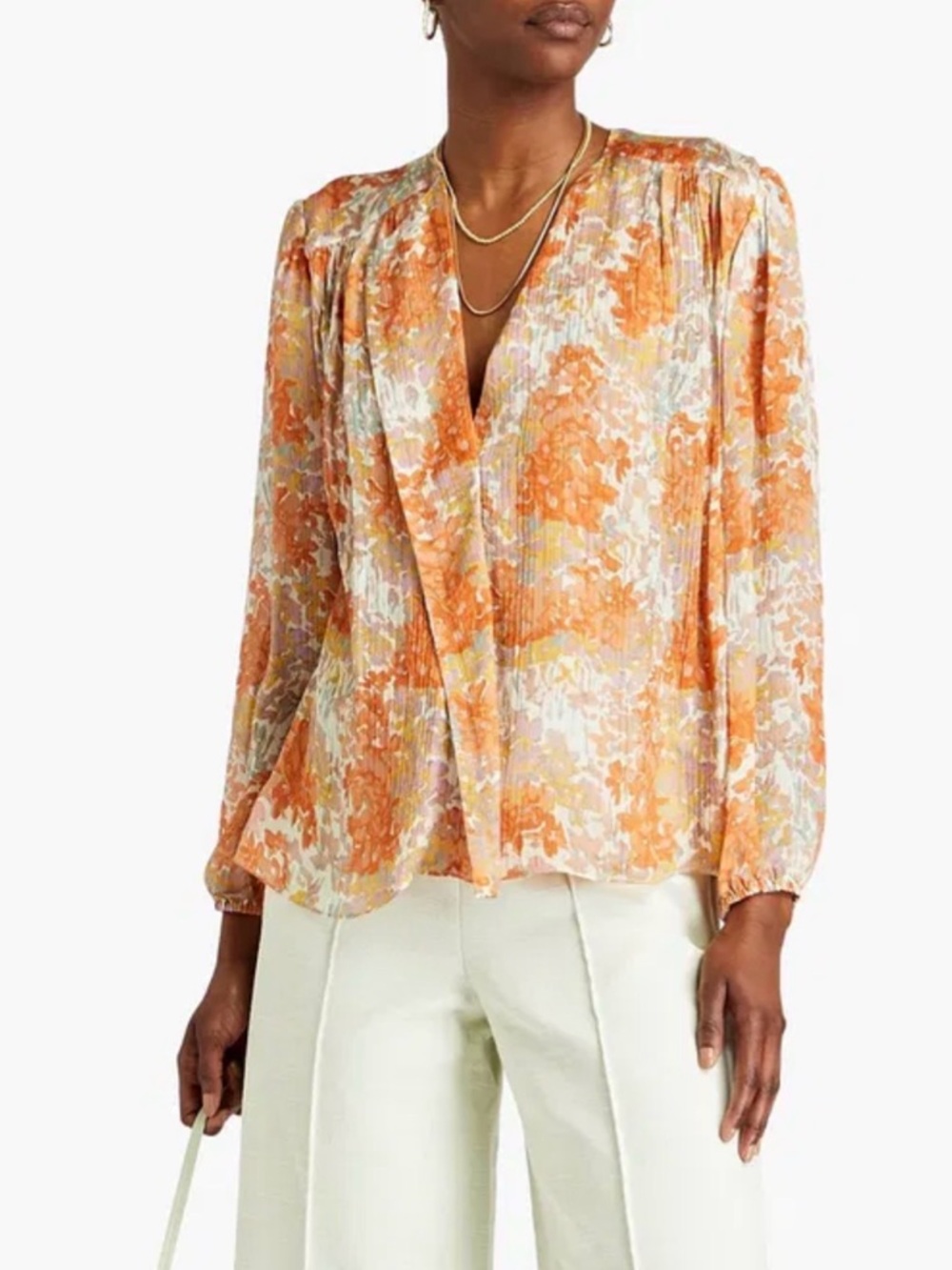 VINCE Garden Floral Wrap Style Top M